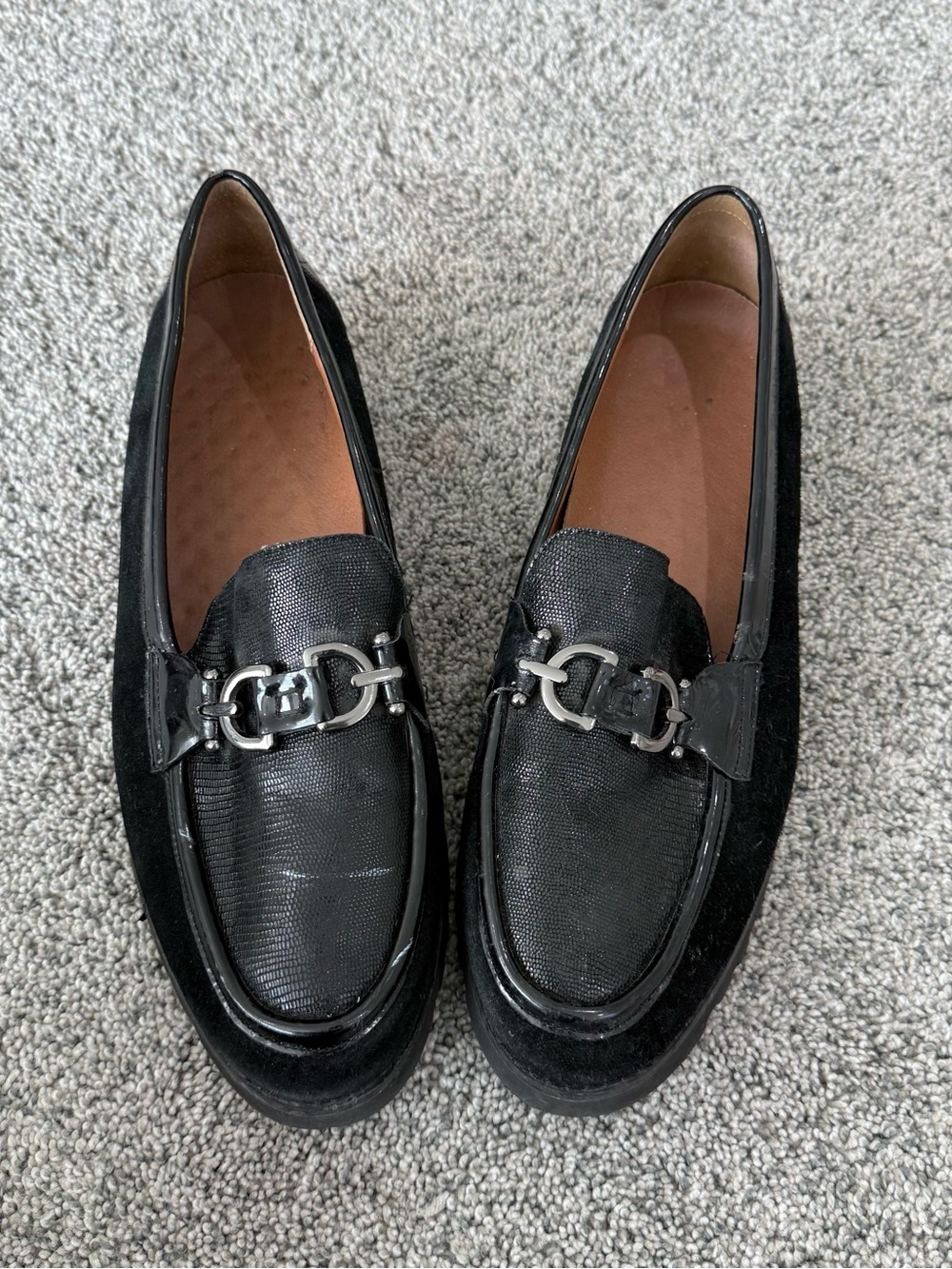 Donald Pliner Chunky Loafers Black Leather Horse Bit Comfort Women’s US 13 M